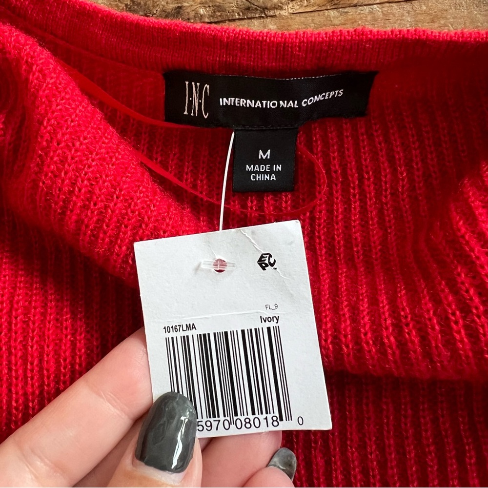 BNWT INC Red Sweater with Rhinestones- Size M - Picture 9 of 11